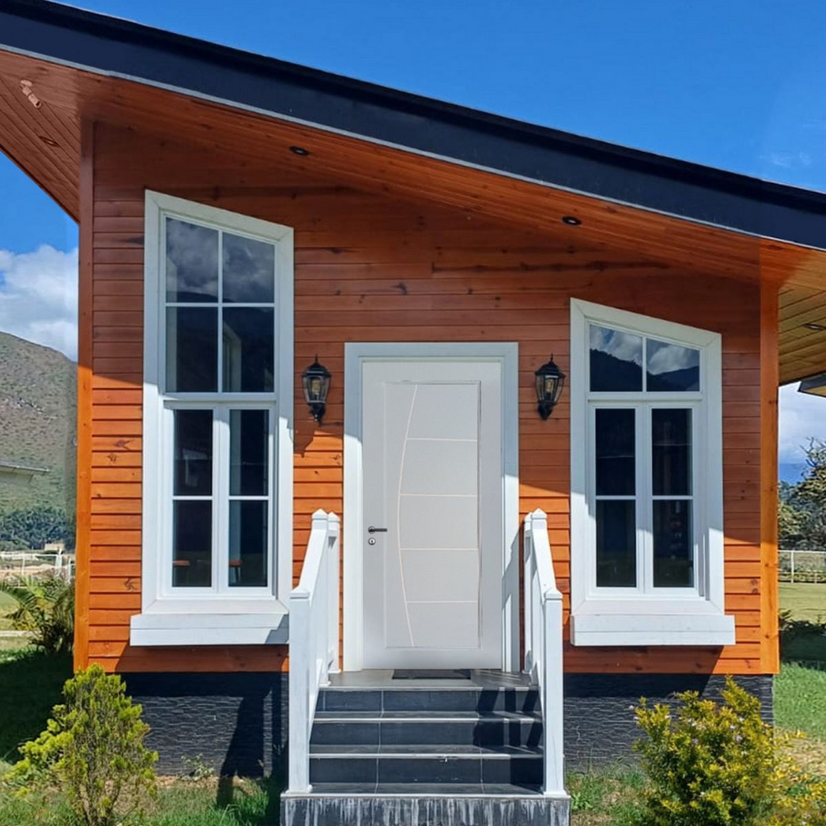 PAMA - Puerta de madera Principal Pino Radiata Mach Nat Bisel California Blanca