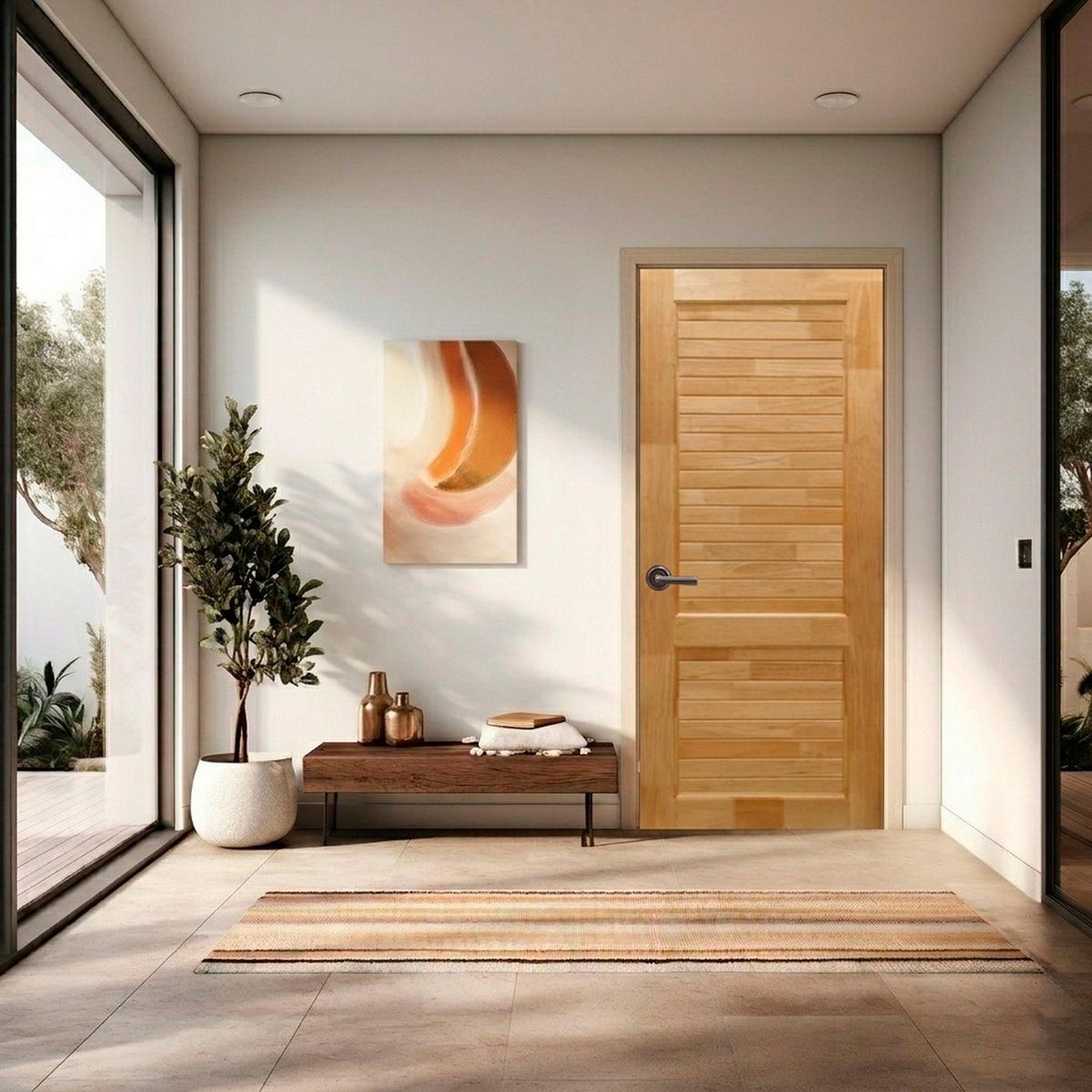 PAMA - Puerta de Madera Principal Pino Solida Nat Bisel Paris