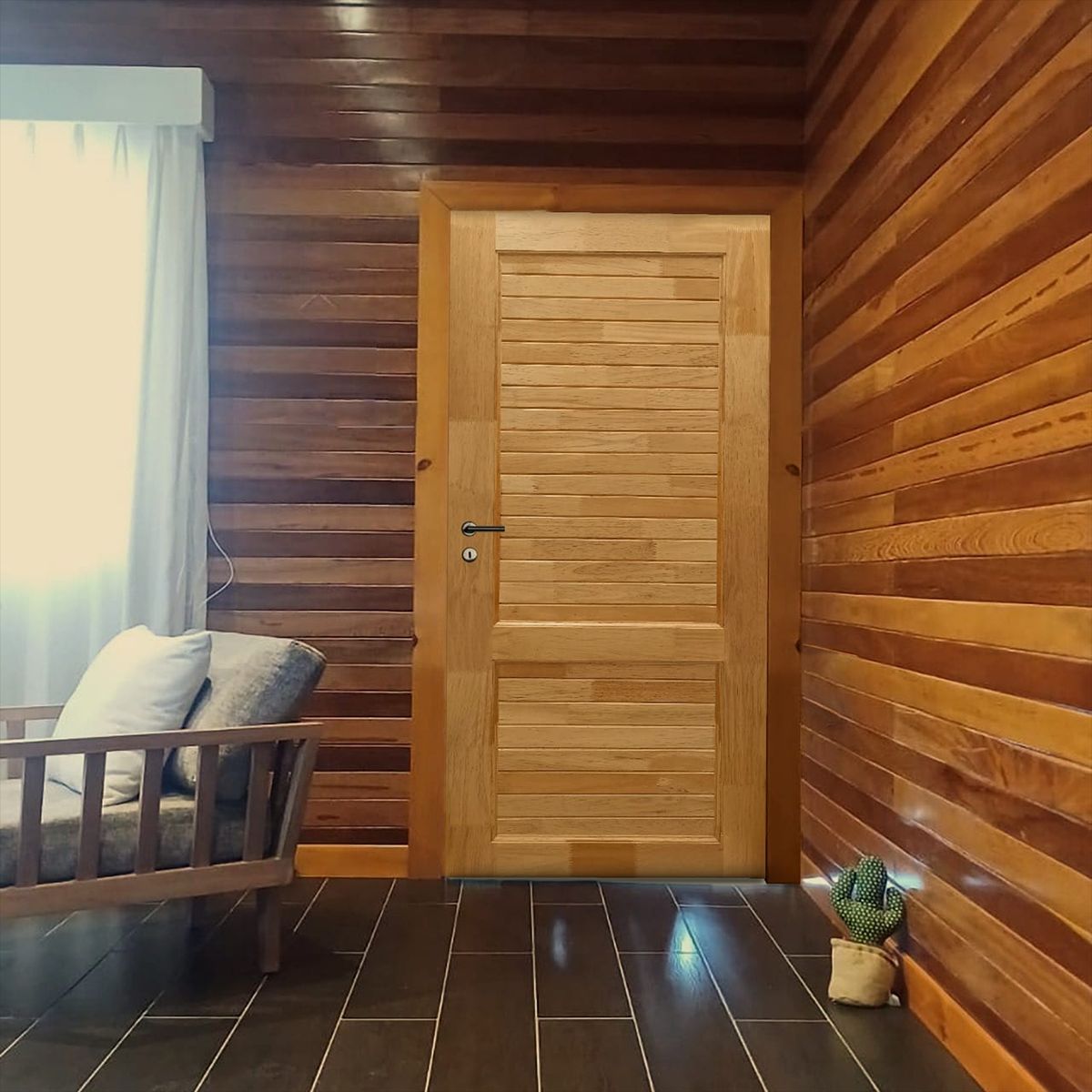 PAMA - Puerta de madera Principal Pino Mach Na Bisel Paris 45x850x2070