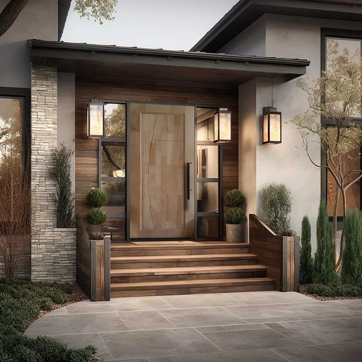 PAMA - Puerta de madera Principal Pino Mach Nat Bisel California Nat 45x850x2070