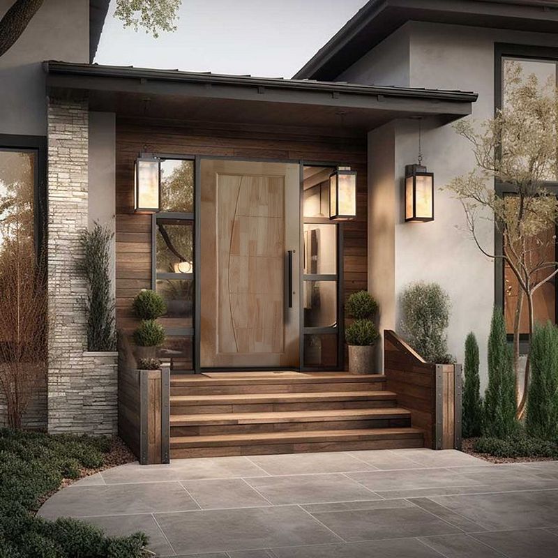 PAMA - Puerta Exterior de Madera Pino Mach Nat Bisel California Nat 45x850x2070
