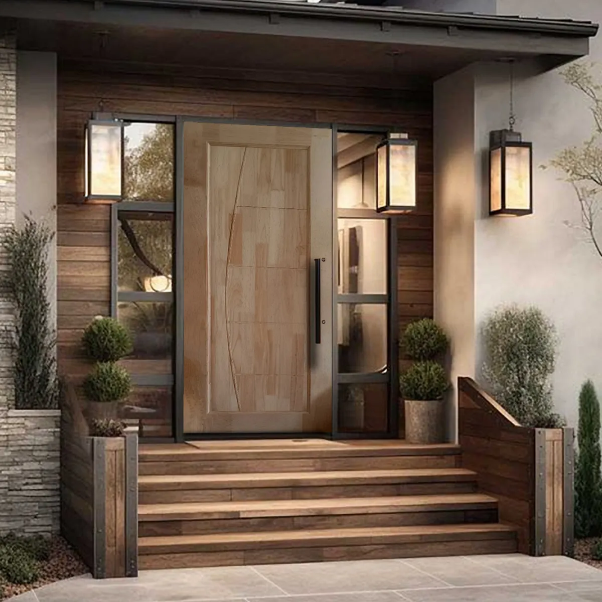 PAMA - Puerta de madera Principal Pino Mach Nat Bisel California Nat 45x850x2070