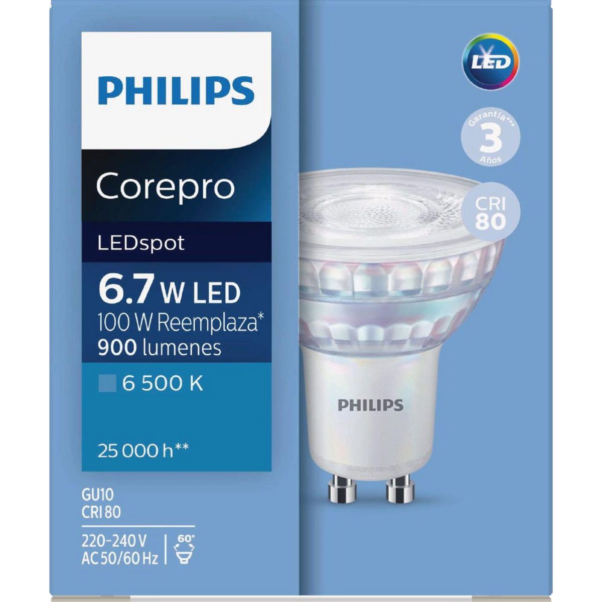 PHILIPS - Foco Dicroico LED GU10 6.7W Luz Fría