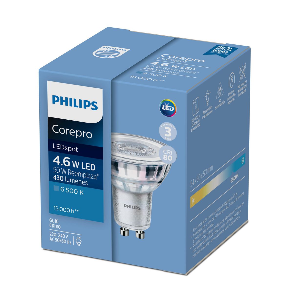 PHILIPS - Foco Dicroico LED GU10 4.6W Luz Fría