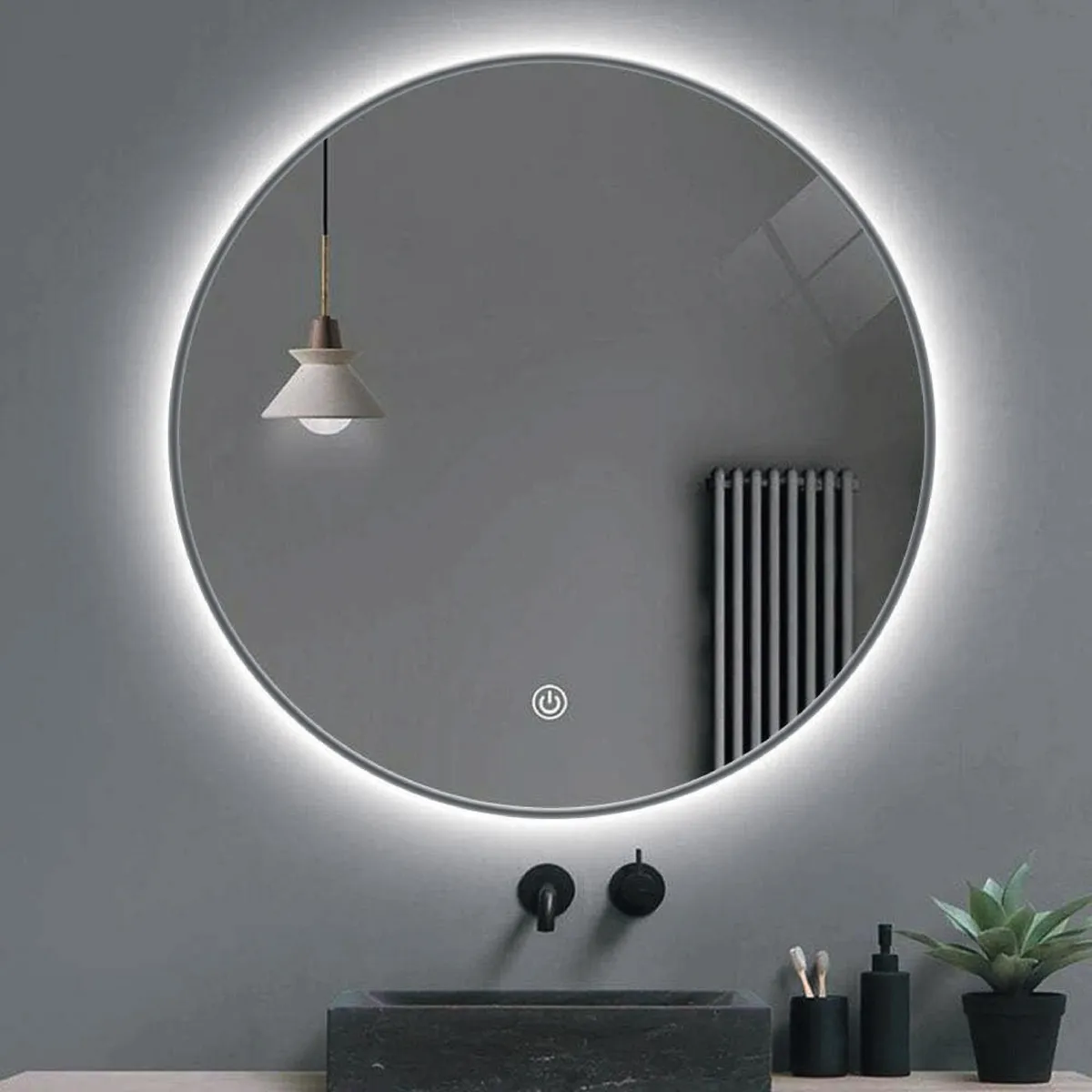 AMERICAN FURNITURE - Espejo LED de Baño París Blanco/Gris