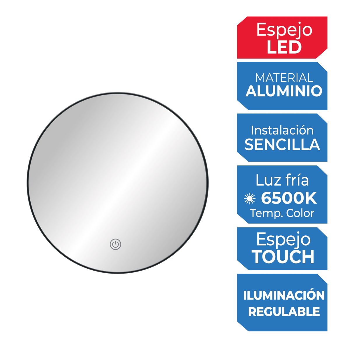 AMERICAN FURNITURE - Espejo LED de Baño París Blanco/Negro