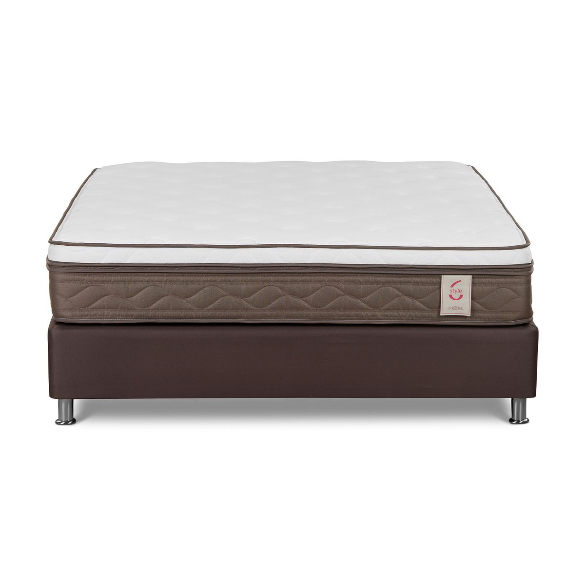 ROSEN - Box Tarima New Style 6 Queen + 2 Almohadas Memory Max Café