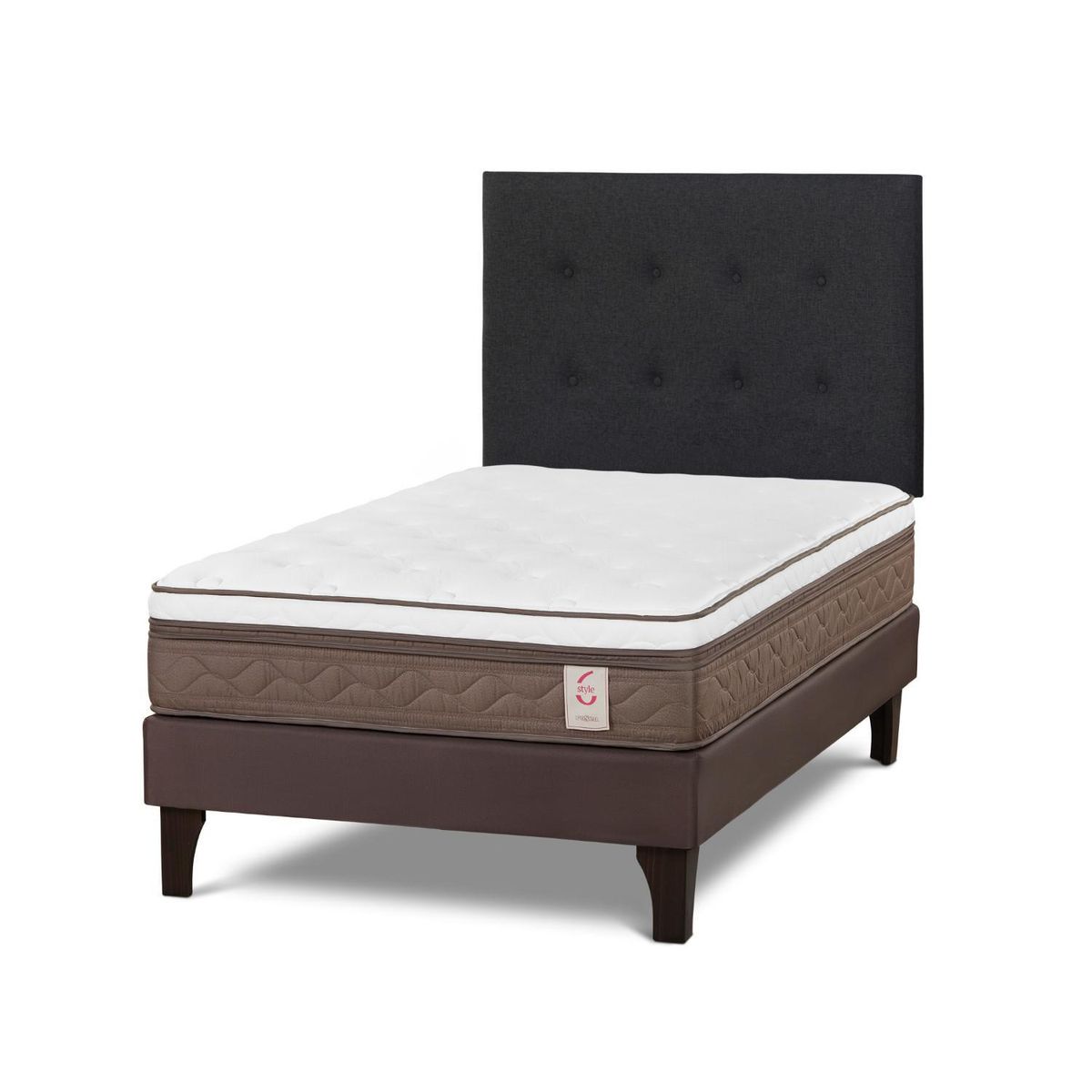 ROSEN - Cama Europea New Style 6 1.5 Plazas West Grafito