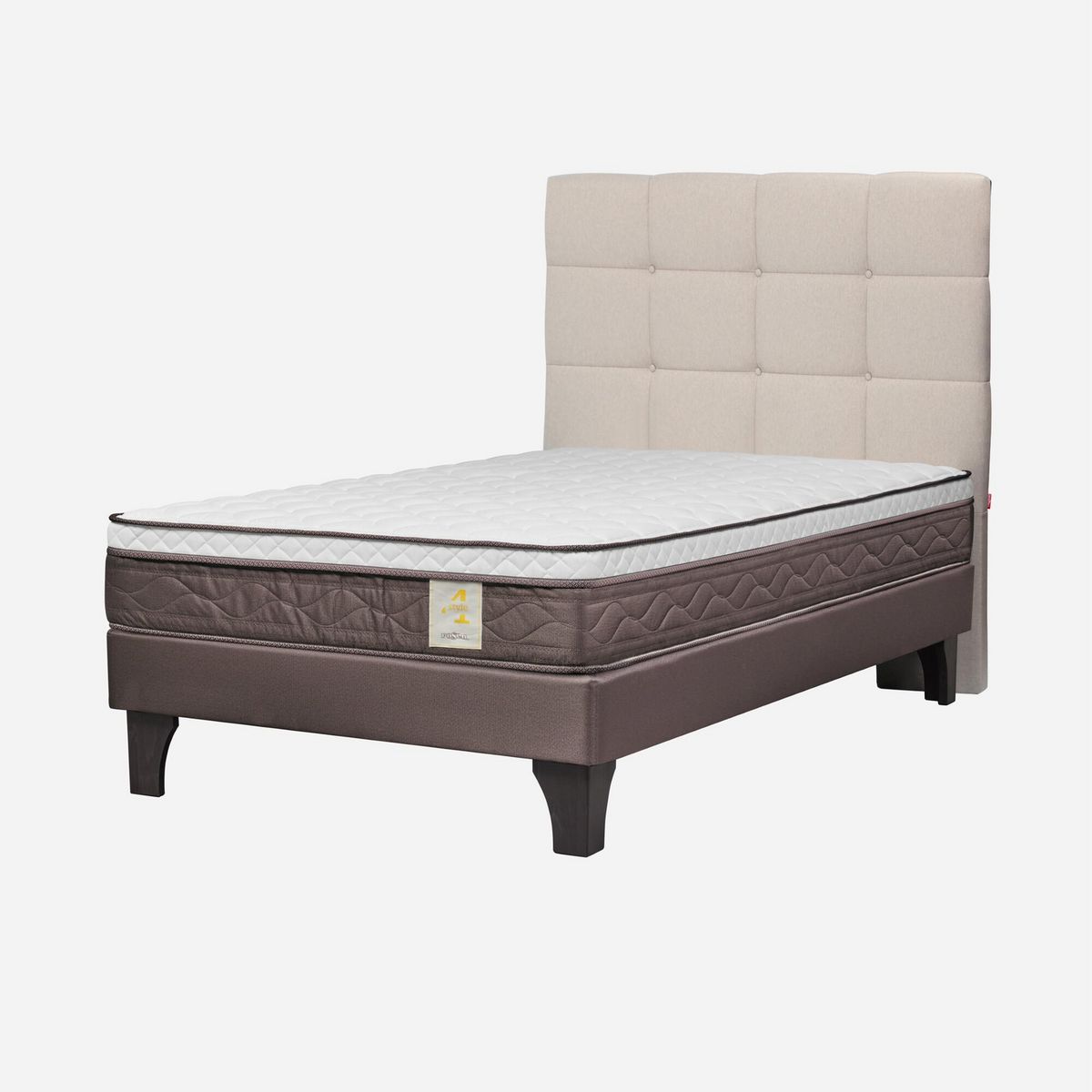 ROSEN - Cama Europea New Style 4 Plus 2 Plazas Issey Niebla