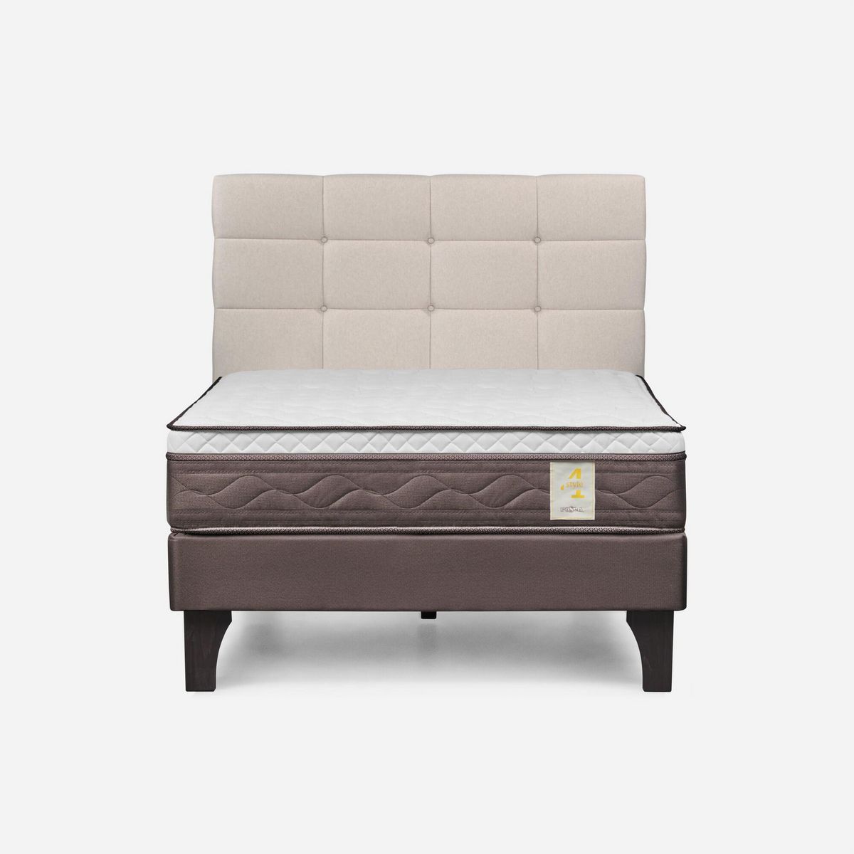 ROSEN - Cama Europea New Style 4 Plus 2 Plazas Issey Niebla
