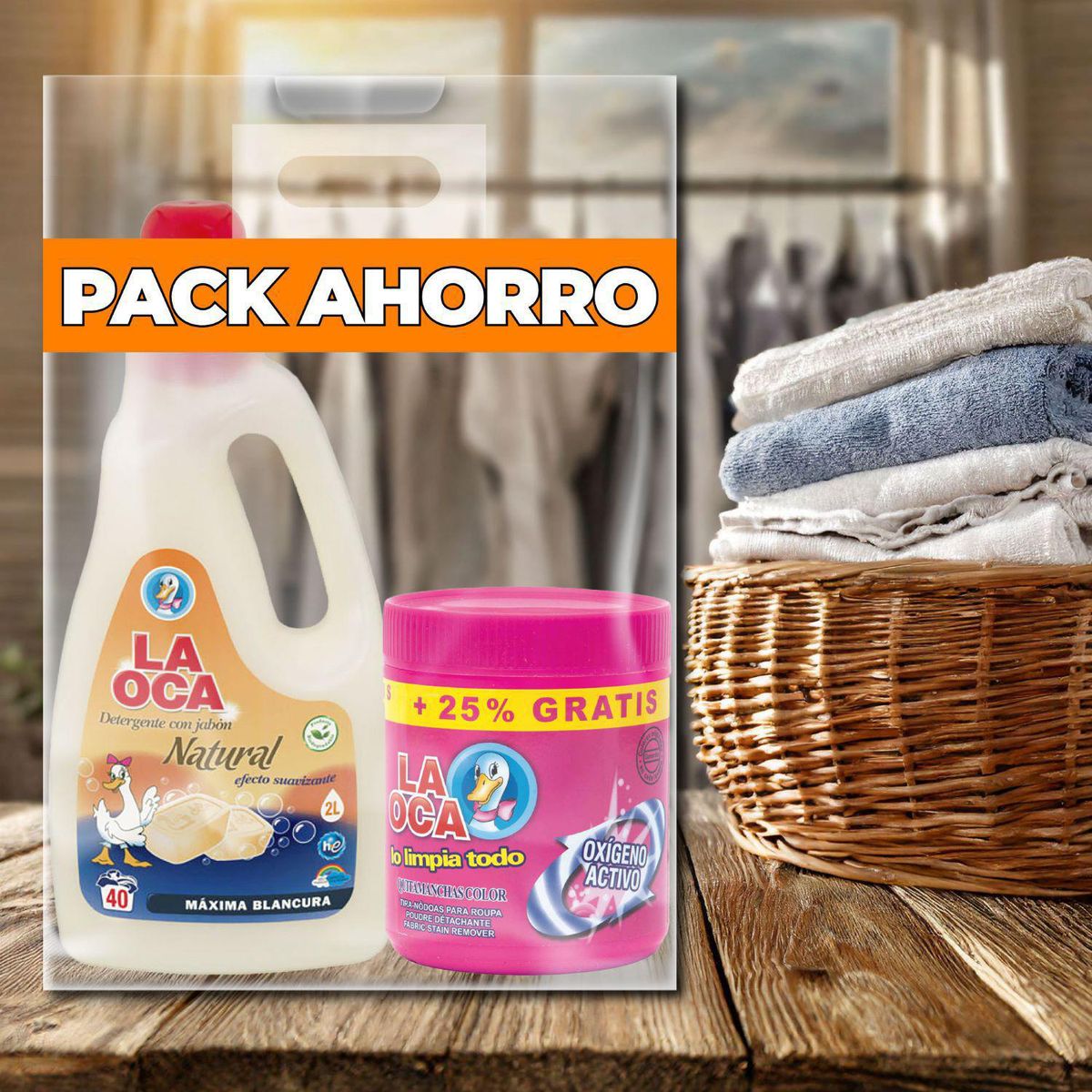 LA OCA - Pack Detergente con Jabón Natural 2L + Quitamanchas 500gr