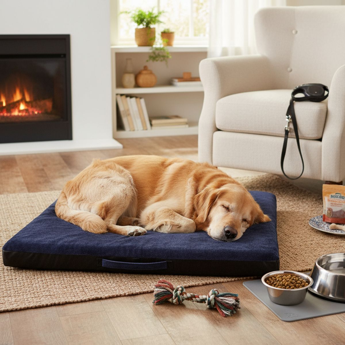 PETIZOOS - Cama Colchoneta con Asa para Perros Azul 8x53x80cm