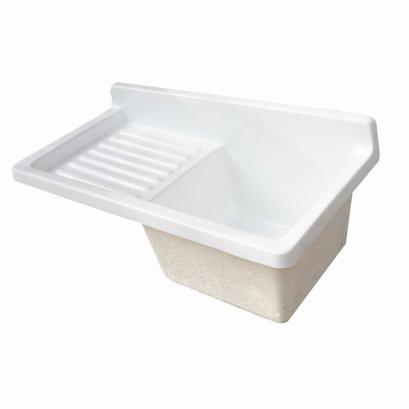 SENSI DACQUA - Lavadero de Ropa Multiuso de Fibra de Vidrio Una Poza 80x40x34cm
