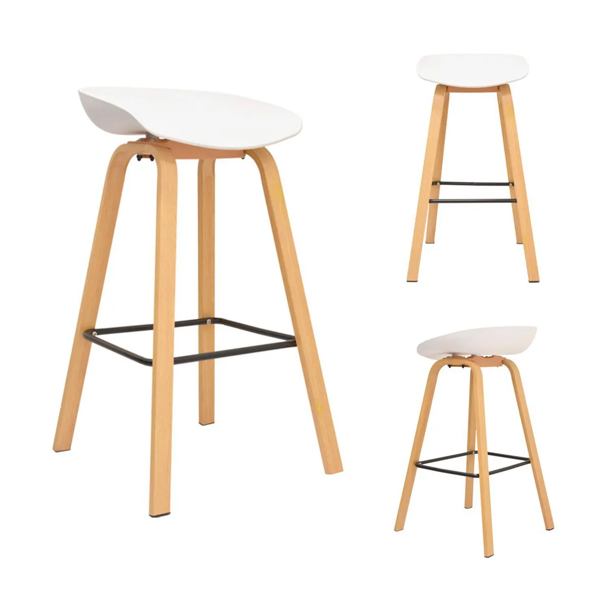 BONNO - Set 3 Bancos de Bar Misuri Blanco