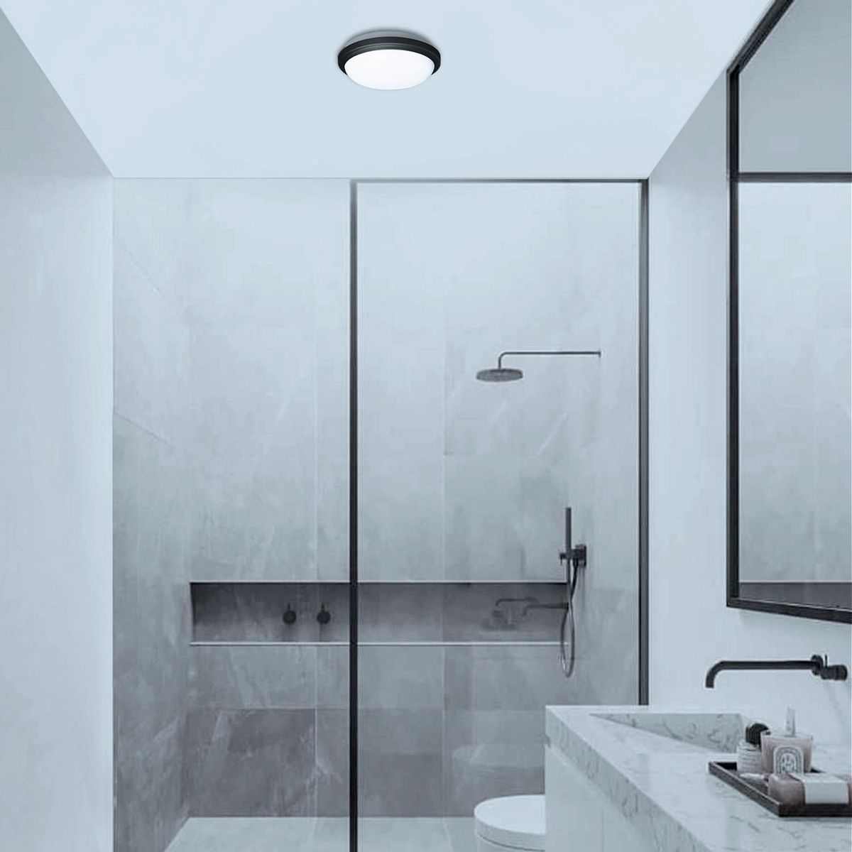 LIGHTECH - Plafón LED Borde Negro 20W Tricolor PF0.9 IP65