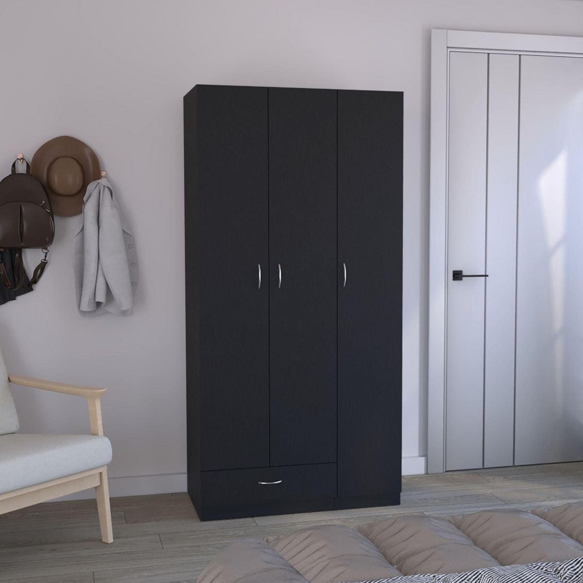 TUHOME - Ropero 3 Puertas 1 Cajón Z-90 Wengue