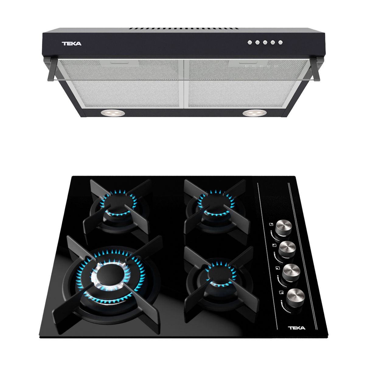 TEKA - Combo Encimera Empotrable + Campana Extractora 60cm Duetto Teka Negro