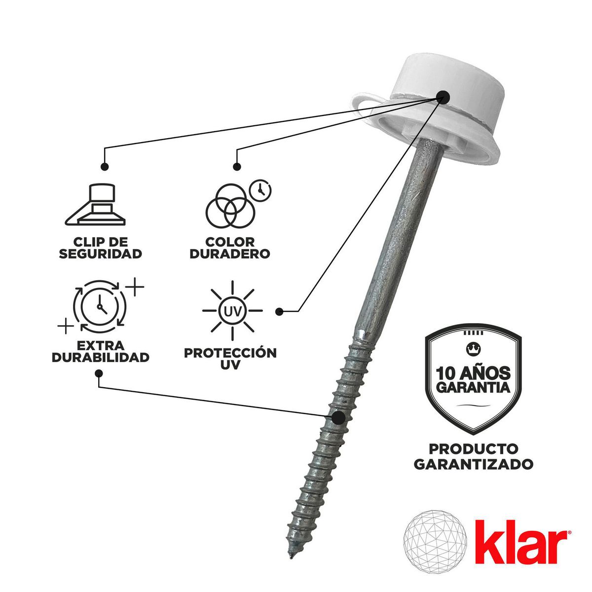KLAR - Kit de Fijación Klar para Madera Blanco