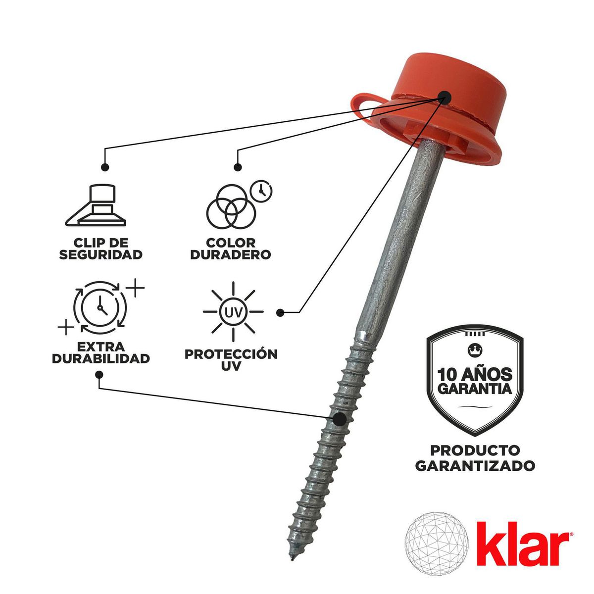 KLAR - Kit de Fijación Klar para Madera Rojo