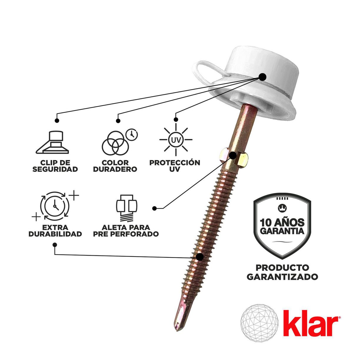 KLAR - Kit de Fijación Klar para Metal Blanco