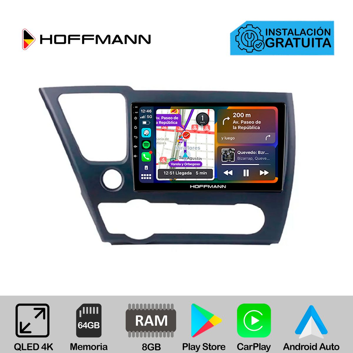 HOFFMANN - Autoradio Hoffmann CarPlay & Android Honda Civic 2012 - 2016 (Tipo 2)