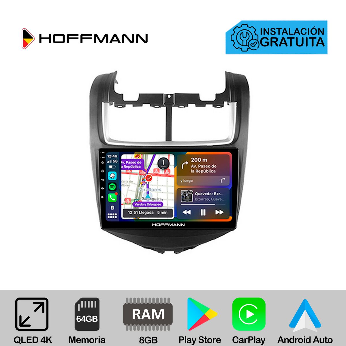 HOFFMANN - Autoradio Hoffmann CarPlay & Android Chevrolet Sonic 2013 - 2018 | Aveo 2011 - 2015