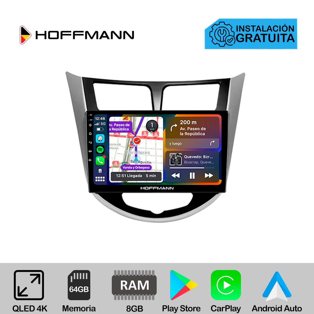 HOFFMANN - Autoradio Hoffmann CarPlay & Android Hyundai Accent 2011 - 2020