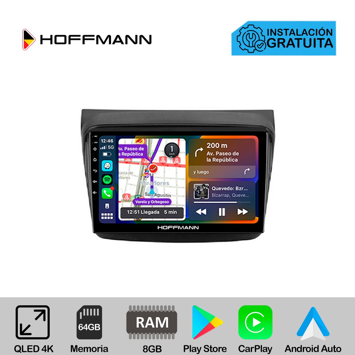 HOFFMANN - Autoradio Hoffmann CarPlay & Android Mitsubishi L200 2005 - 2014 / Nativa Montero Sport 2008 - 2016