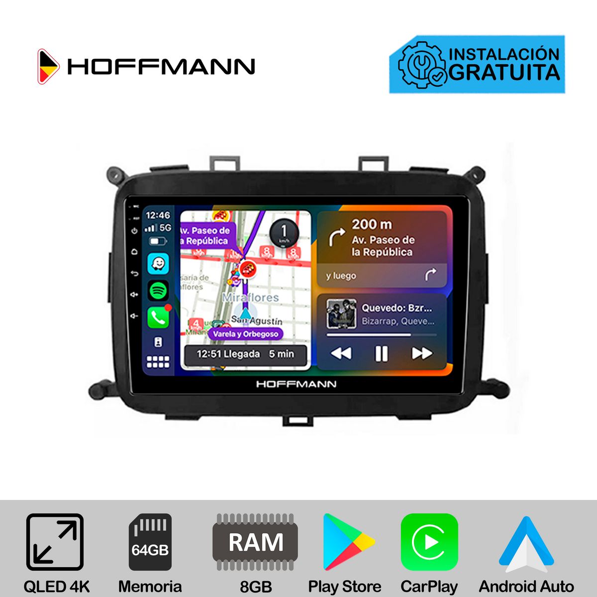 HOFFMANN - Autoradio Hoffmann CarPlay & Android Kia Carens 2014 - 2019
