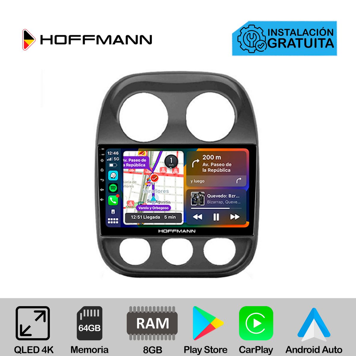 HOFFMANN - Autoradio Hoffmann CarPlay & Android Jeep Patriot - Compass 2007 - 2016
