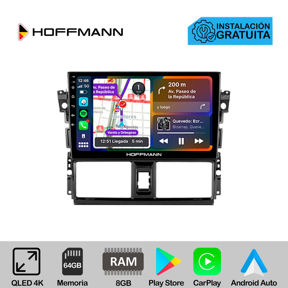 HOFFMANN - Autoradio Hoffmann CarPlay & Android Toyota Yaris 2013 - 2018