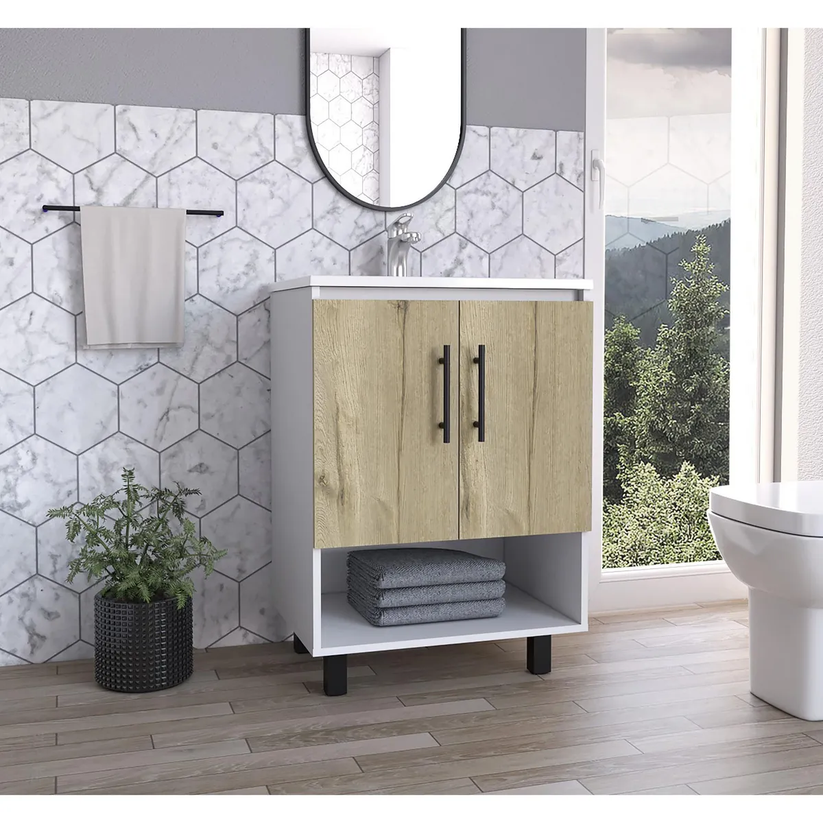 TUHOME - Muebles Lavamanos Bicolor -BL/DU