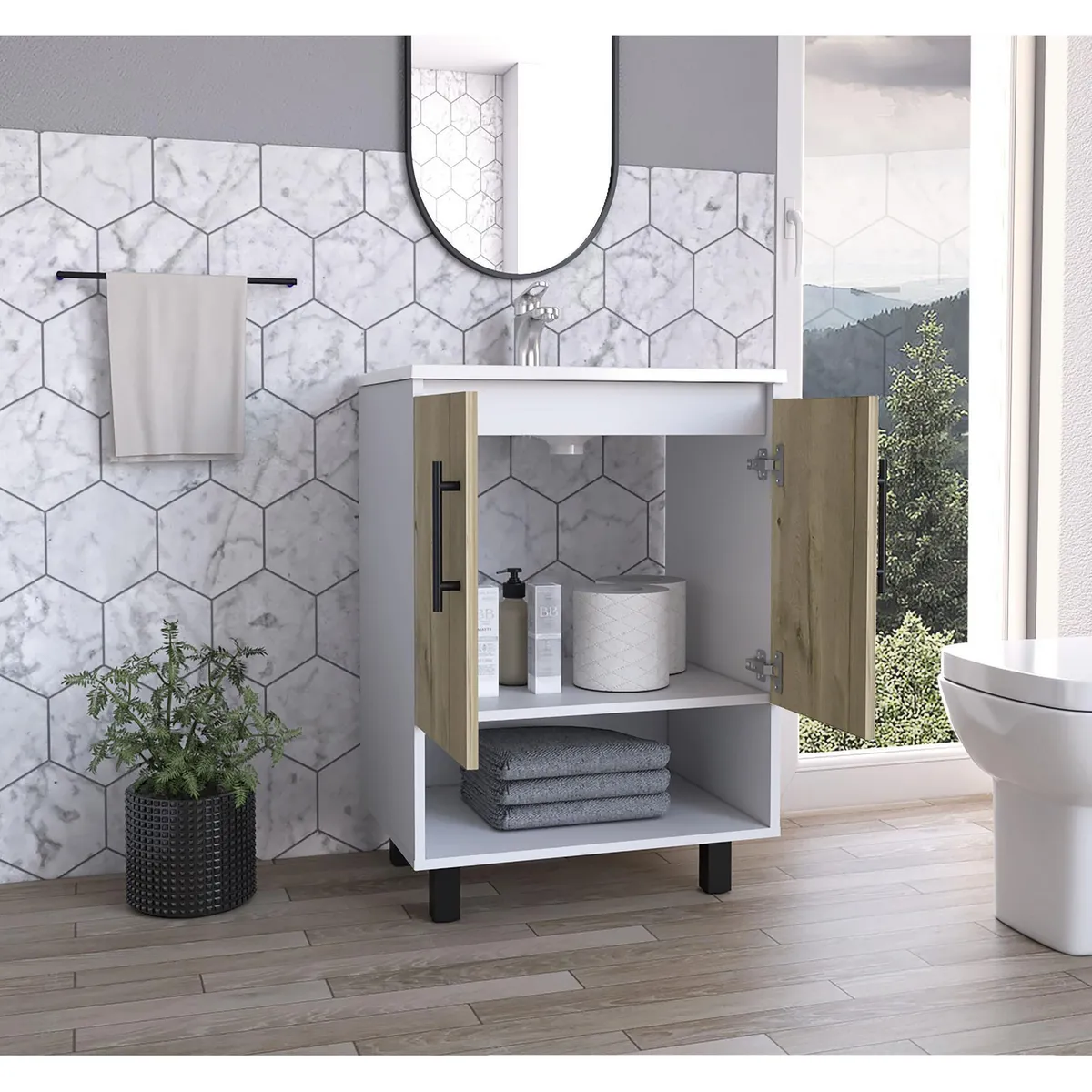 TUHOME - Muebles Lavamanos Bicolor -BL/DU