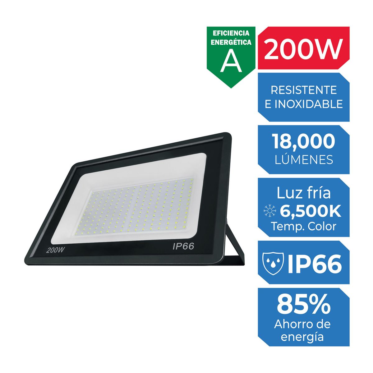 ILUMA - Reflector Slim Negro 200W