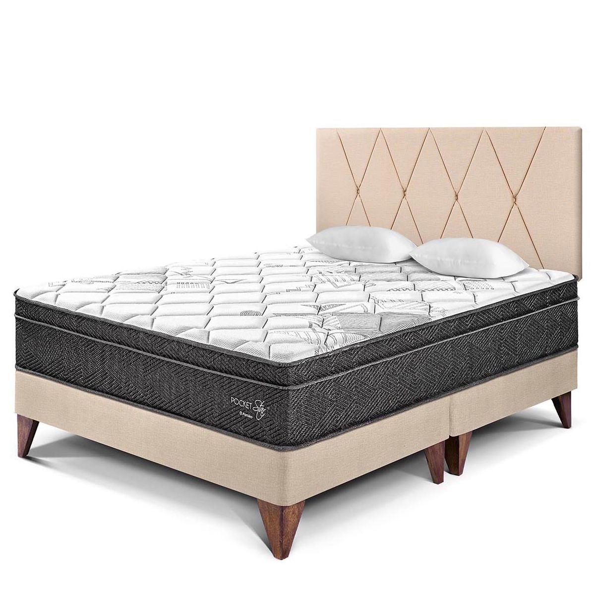 PARAISO - Dormitorio Europeo Paraíso Pocket Star Queen + 2 Almohadas + Protector