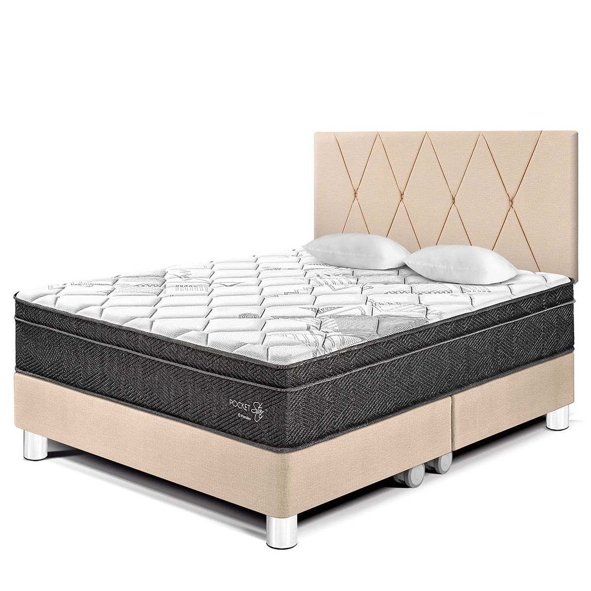 PARAISO - Dormitorio Paraíso Pocket Star Queen + 2 Almohadas + Protector