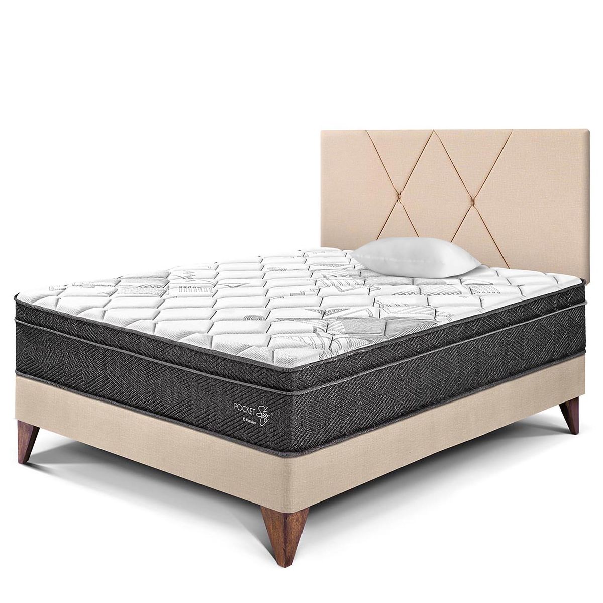 PARAISO - Dormitorio Europeo Paraíso Pocket Star 1.5 Plazas + Almohada + Protector
