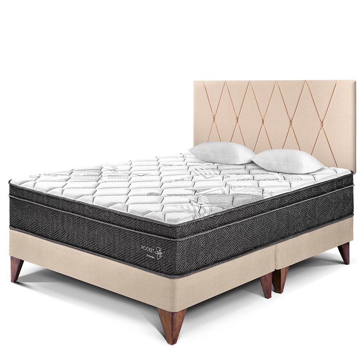 PARAISO - Dormitorio Europeo Paraíso Pocket Star King + 2 Almohadas + Protector