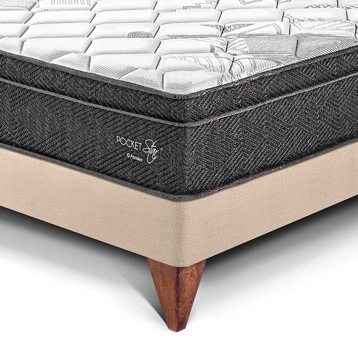 PARAISO - Cama Europea Pocket Star Queen + 2 Almohadas + Protector