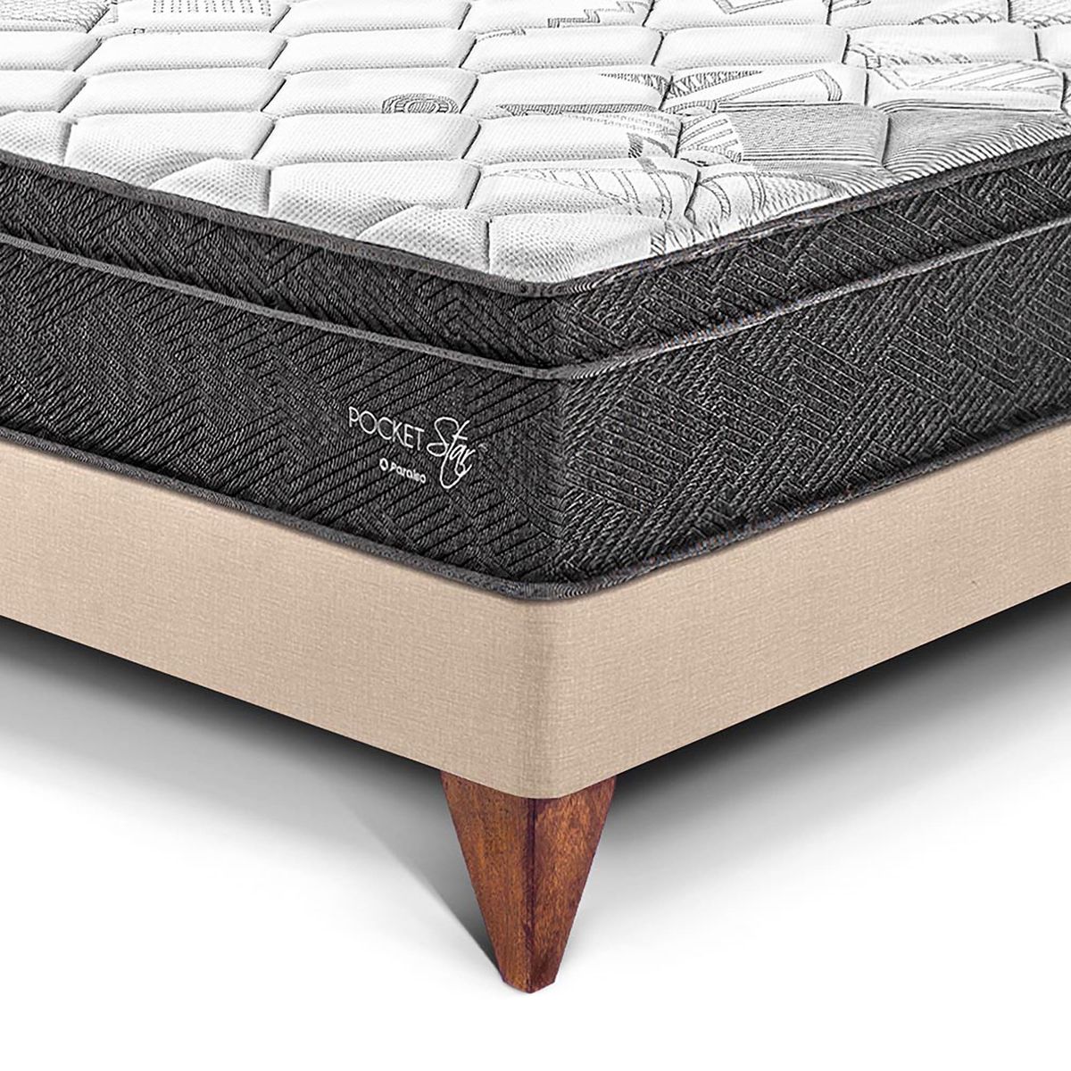 PARAISO - Cama Europea Pocket Star King + 2 Almohadas + Protector