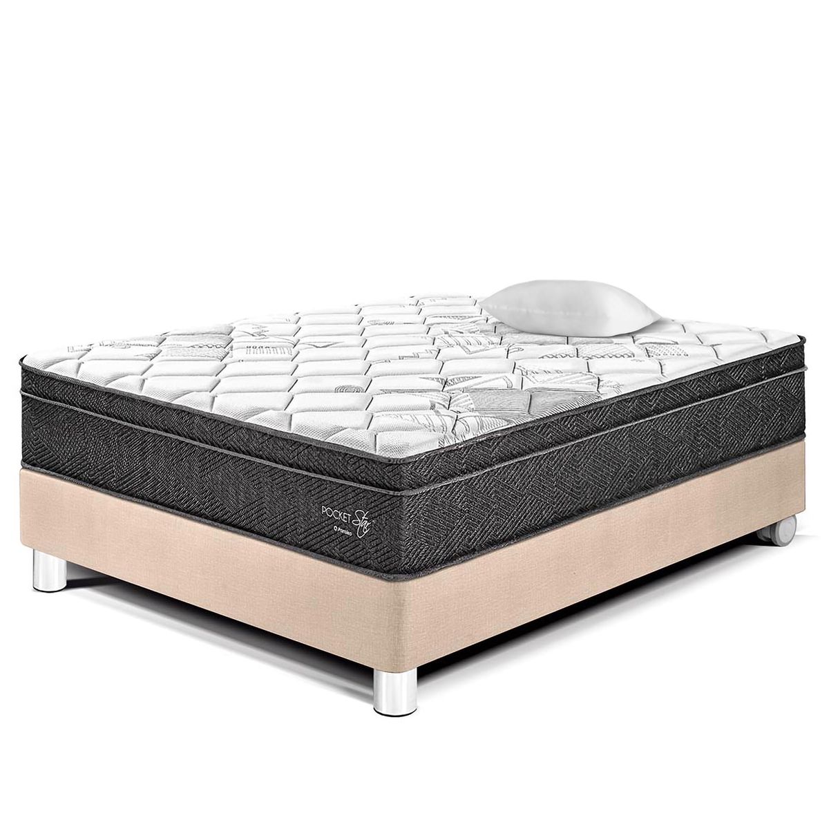 PARAISO - Cama Pocket Star 1.5 Plazas + Almohada + Protector