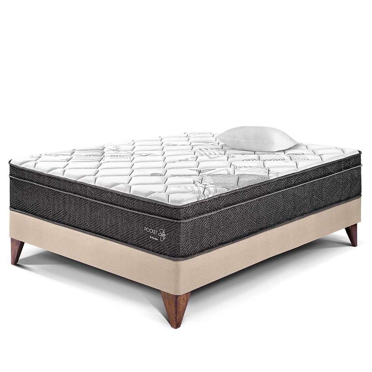 PARAISO - Cama Europea Pocket Star 1.5 Plazas + Almohada + Protector