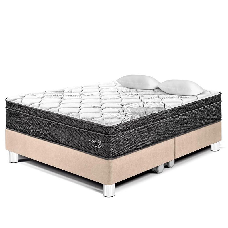 PARAISO - Cama Pocket Star King + 2 Almohadas + Protector