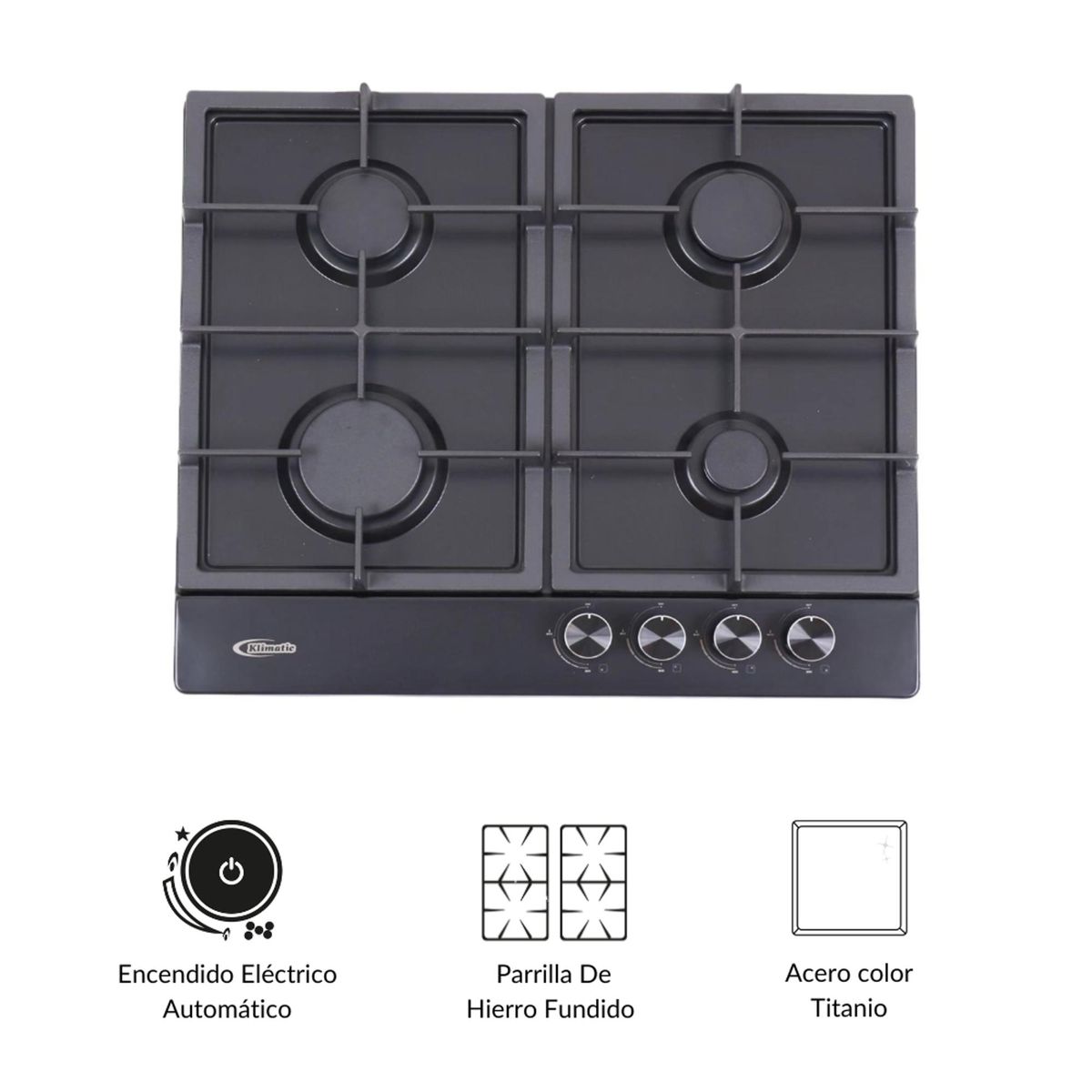 KLIMATIC - Cocina Empotrable a Gas 4 Hornillas Alda Klimatic