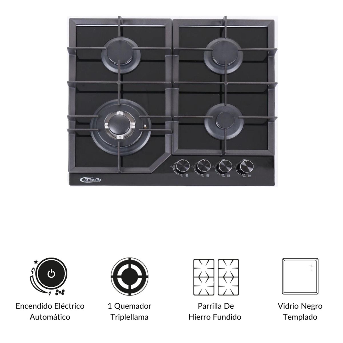 KLIMATIC - Cocina Empotrable a Gas 4 Hornillas Alessia Klimatic