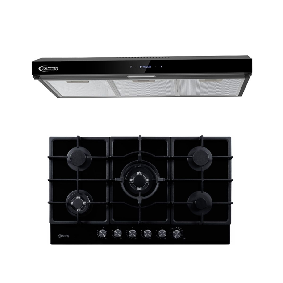 KLIMATIC - Combo Cocina Empotrable 5 Hornillas Aosta + Campana Extractora Volendam Klimatic