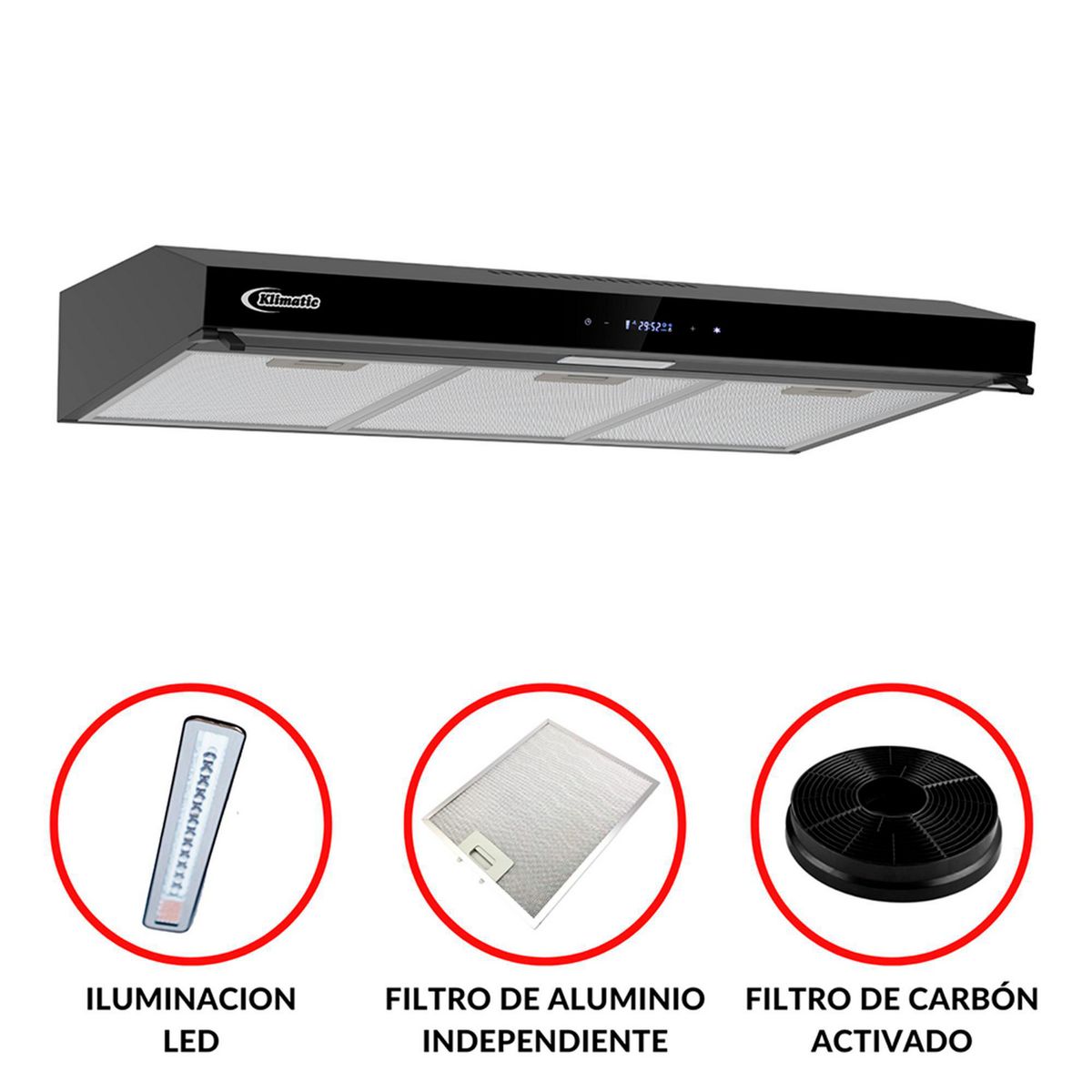 KLIMATIC - Tricombo Cocina Empotrable 5 Hornillas Aosta + Campana Extractora Volendam + Horno Empotrable Bonn