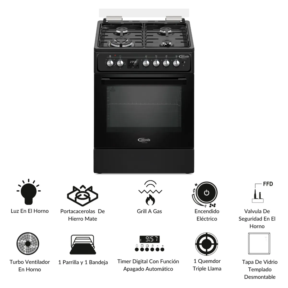 Klimatic - Cocina 4 Hornillas Venti Black