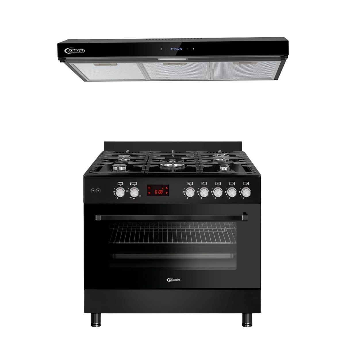 KLIMATIC - Combo Cocina A Gas 5 Hornillas Accent + Campana Extractora Volendam Klimatic