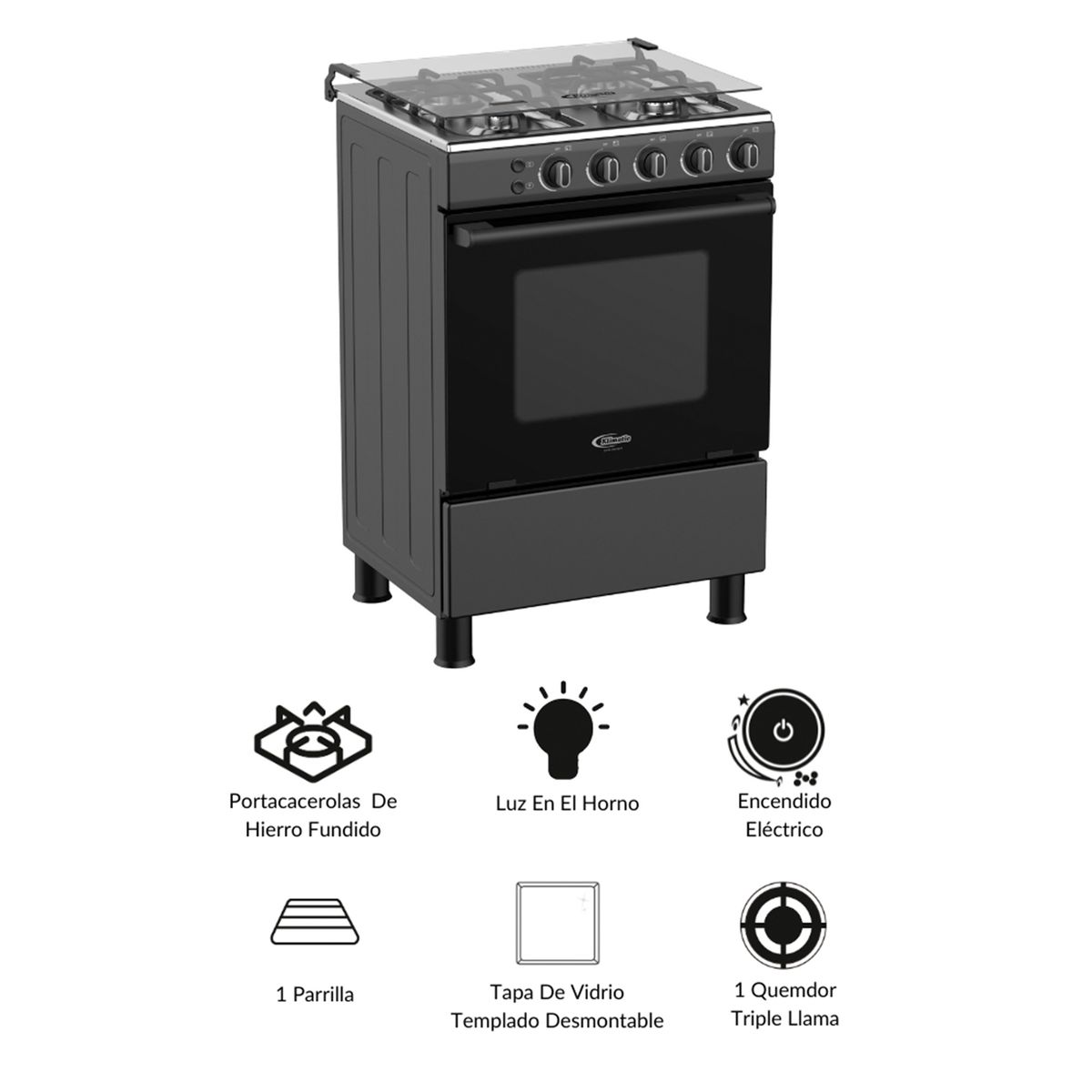 KLIMATIC - Cocina 4 Hornillas Lindau Black